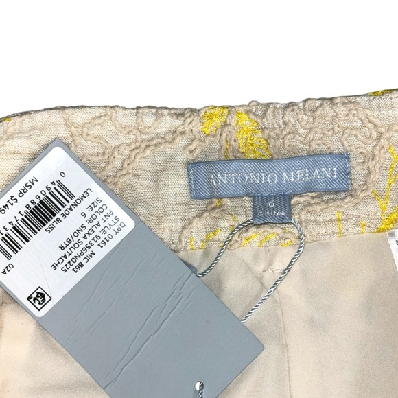 Antonio Melani Alexa Soutache Embroidered Linen Blend Wide Leg Pants NWT 6 - Picture 10 of 14